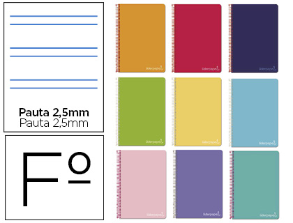 Cuaderno espiral Liderpapel Witty Folio tapa dura 80h 75g pauta 2,5mm. colores surtidos